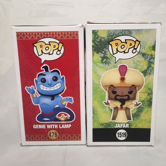 Funko Pop Genie with Lamp 476 and Disney Villans Jafar 1519 Vinyl Figurine - Picture 4 of 5